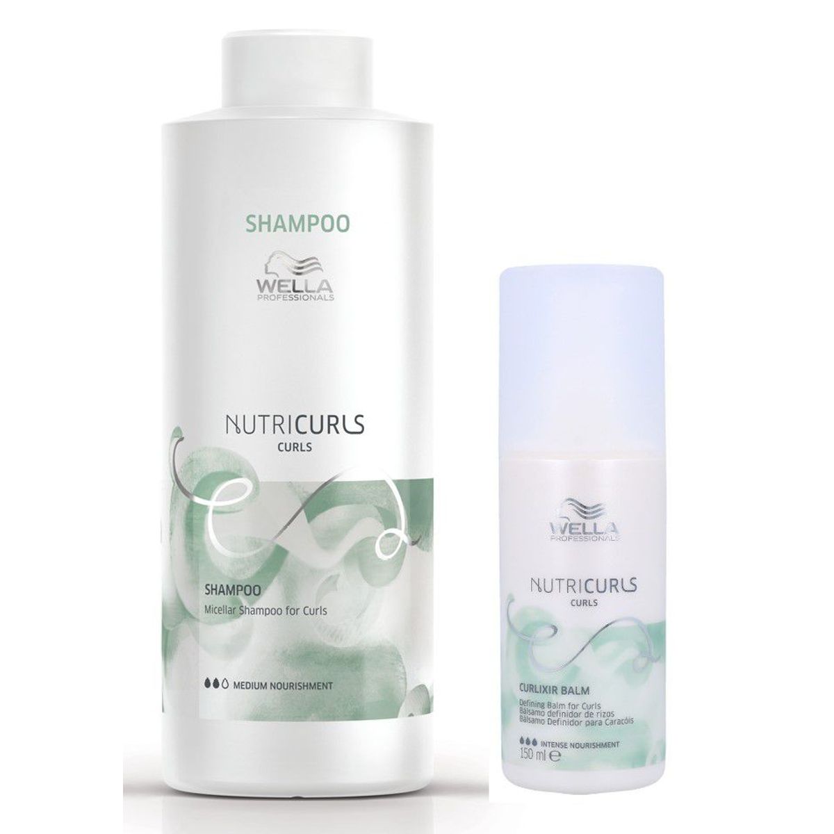 WELLA - Shampoo Curls para Rizos 1000ml  Balsamo Curlixir Wella Nutricurls