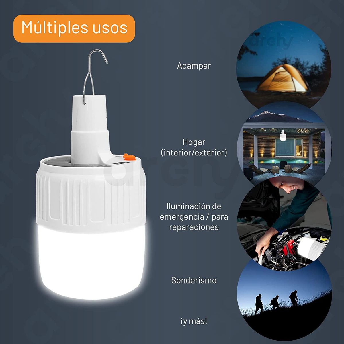 OEM - Foco Lampara Led Portatil Recargable Emergencia Solar 80W