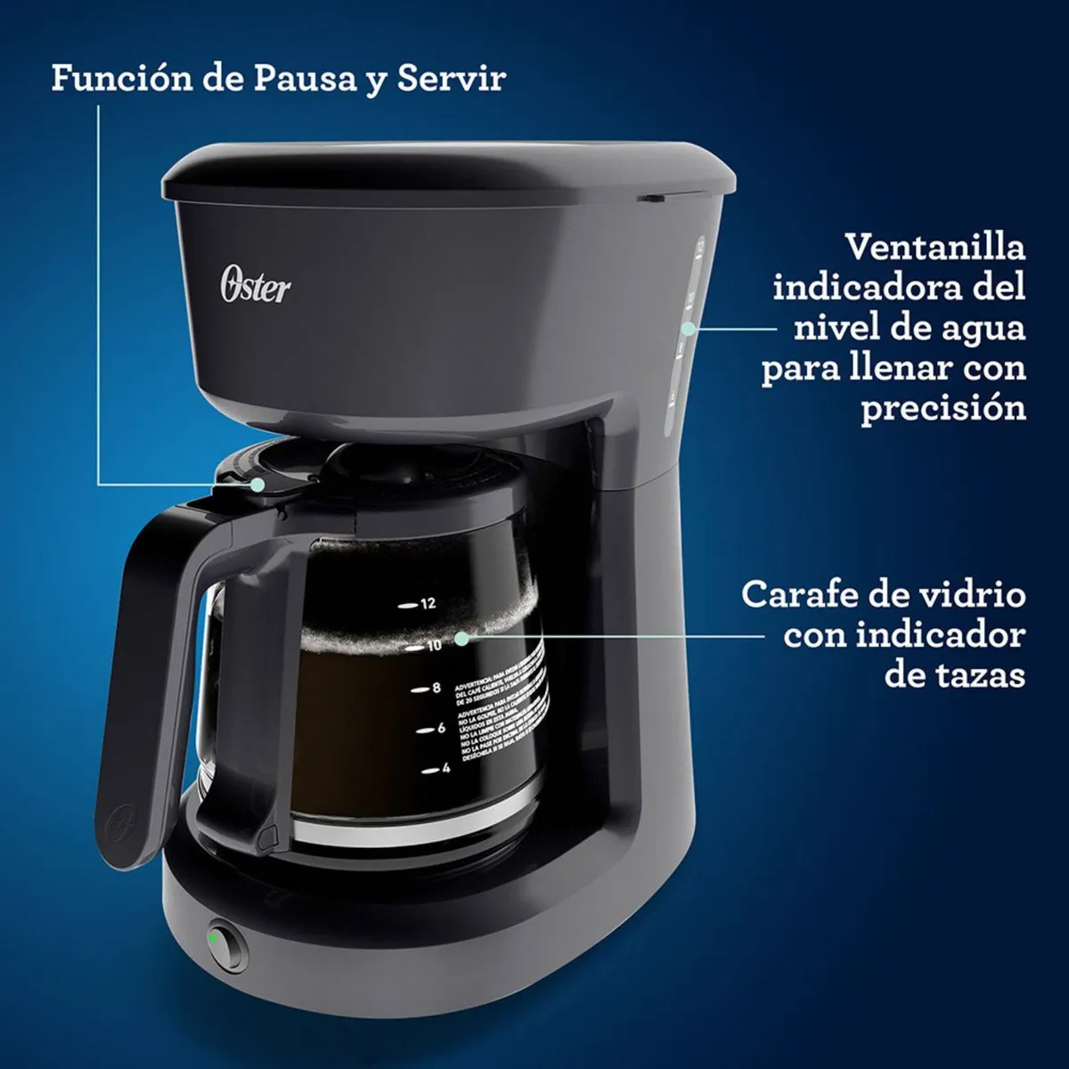 OSTER - Cafetera Eléctrica 12 tazas BVSTDCS12B Negro Oster