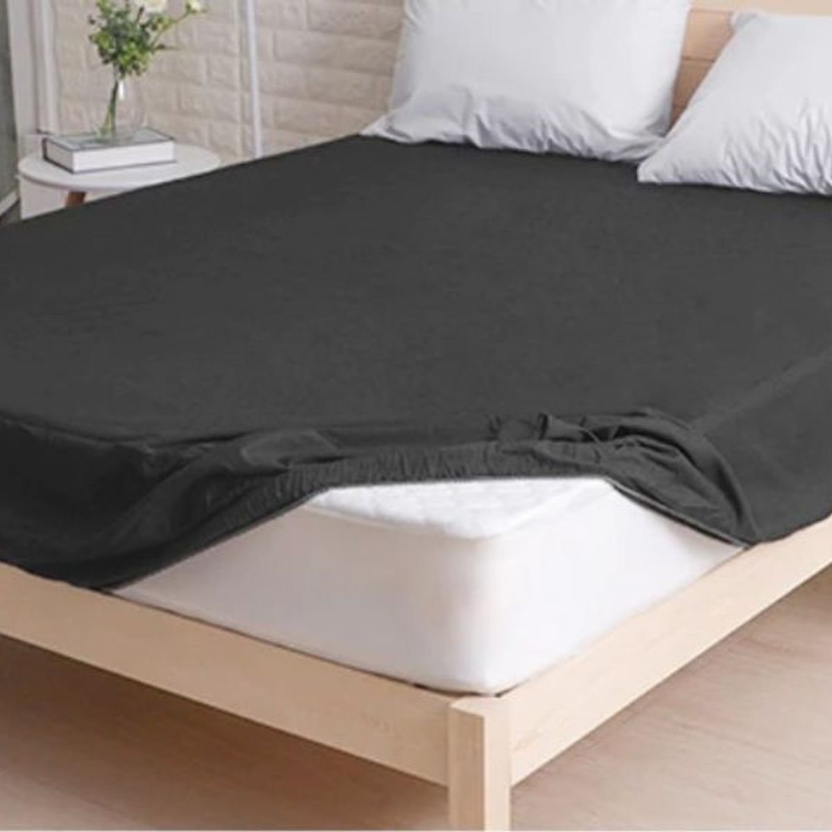 GENERICO - Protector de colchón Talla King - Funda protectora con elástico- Negro