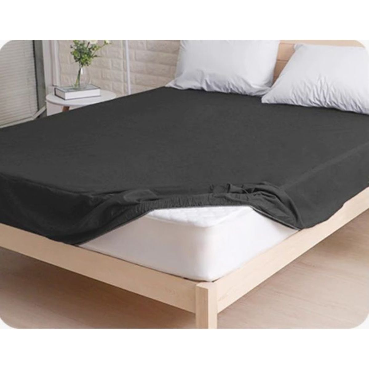 GENERICO - Protector de colchón Talla King - Funda protectora con elástico- Negro