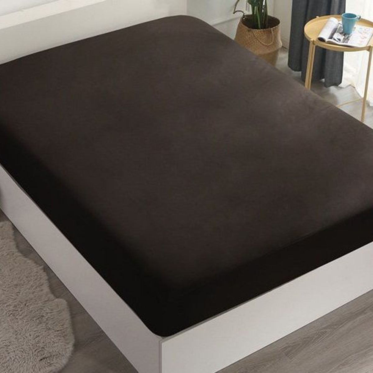 GENERICO - Protector de colchón 1.5 Plazas - Funda protectora con elástico- Negro