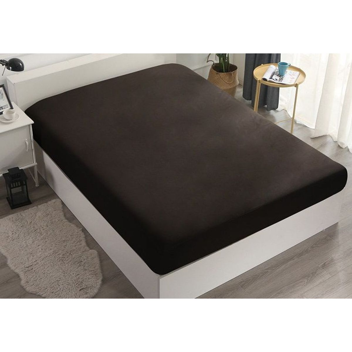 GENERICO - Protector de colchón 1.5 Plazas - Funda protectora con elástico- Negro