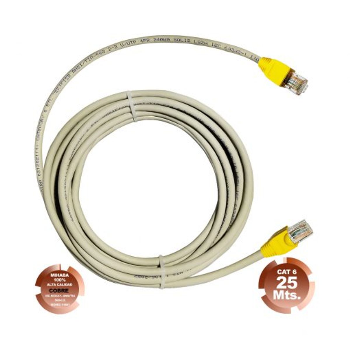 SATRA - Cable red internet utp cat6 de 25mts gris armado de cobre