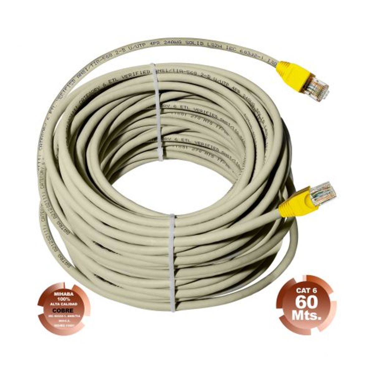 SATRA - Cable red internet utp cat6 de 60mts gris armado de cobre
