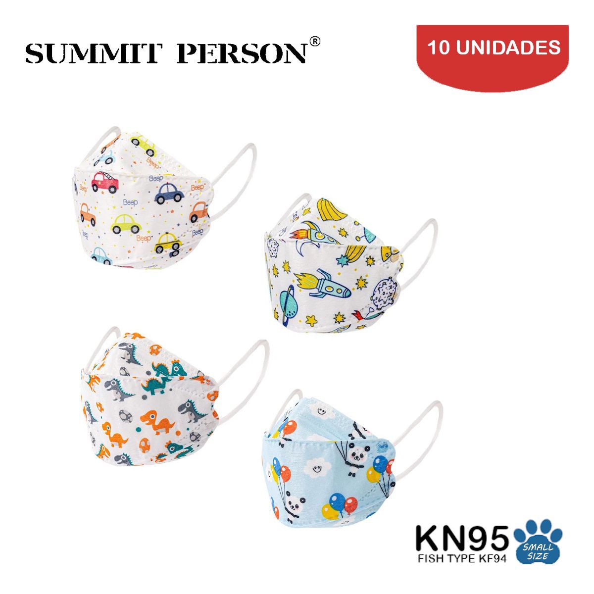 SUMMIT PERSON - Mascarilla KN95 Fish Type NIÑO MIX caja10und SUMMIT PERSON