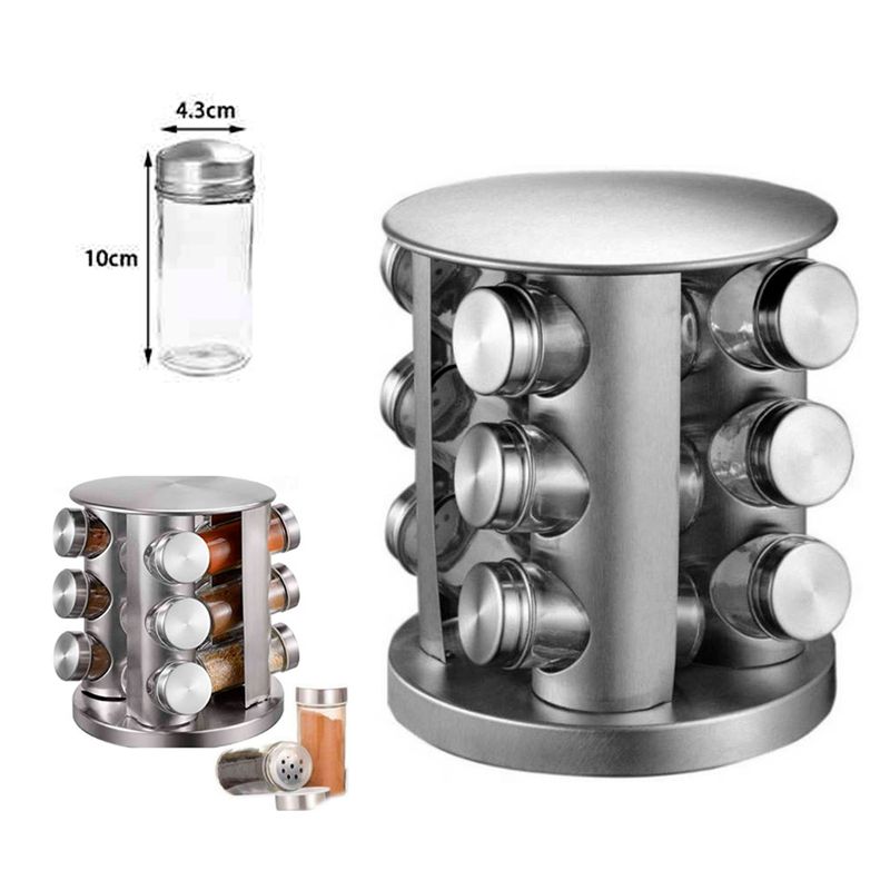 GENERICO - Condimentero Giratorio Especiero 12 piezas Inox