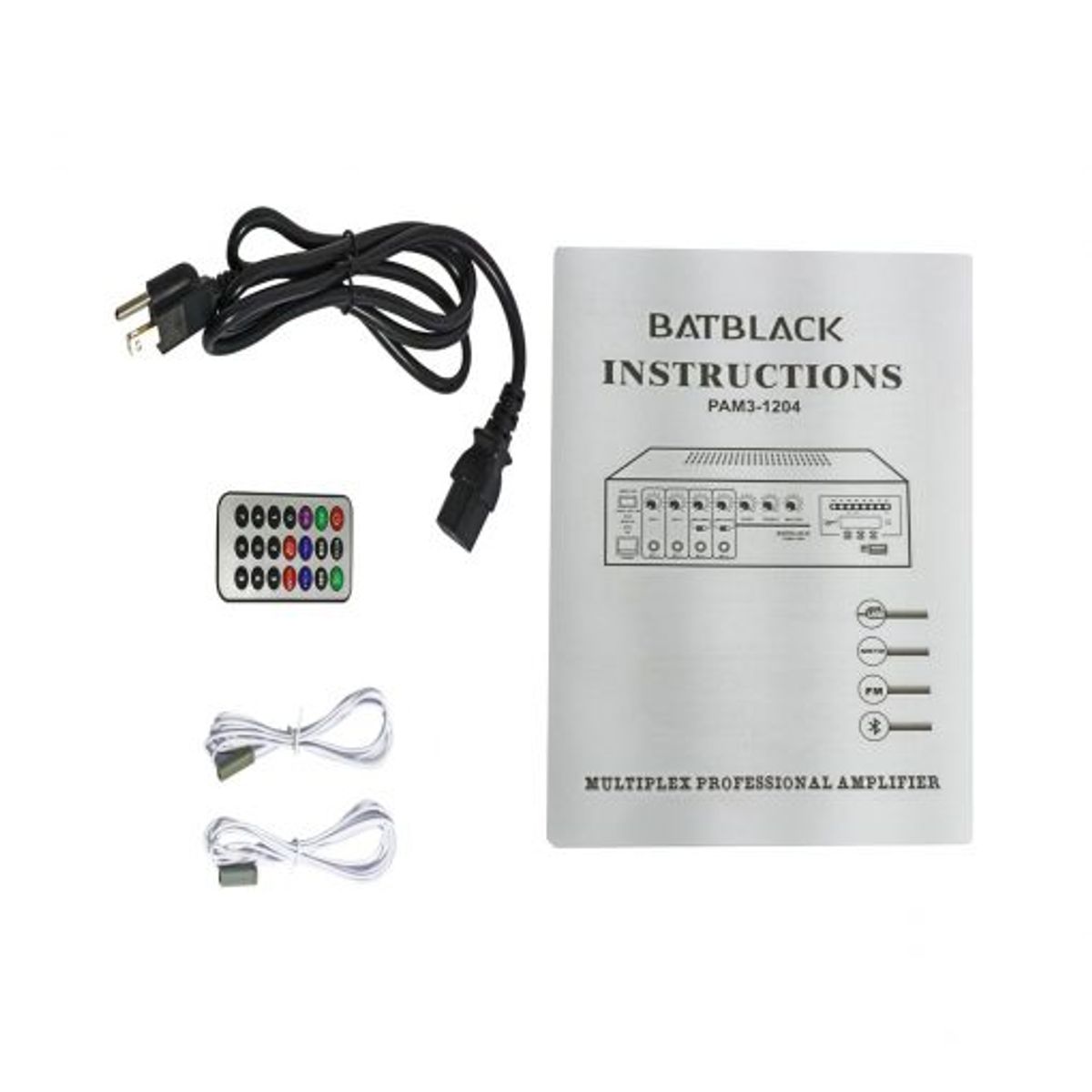 BATBLACK - Amplificador de audio 120w p4 mp3usbfmbt pam3-1204 batblack