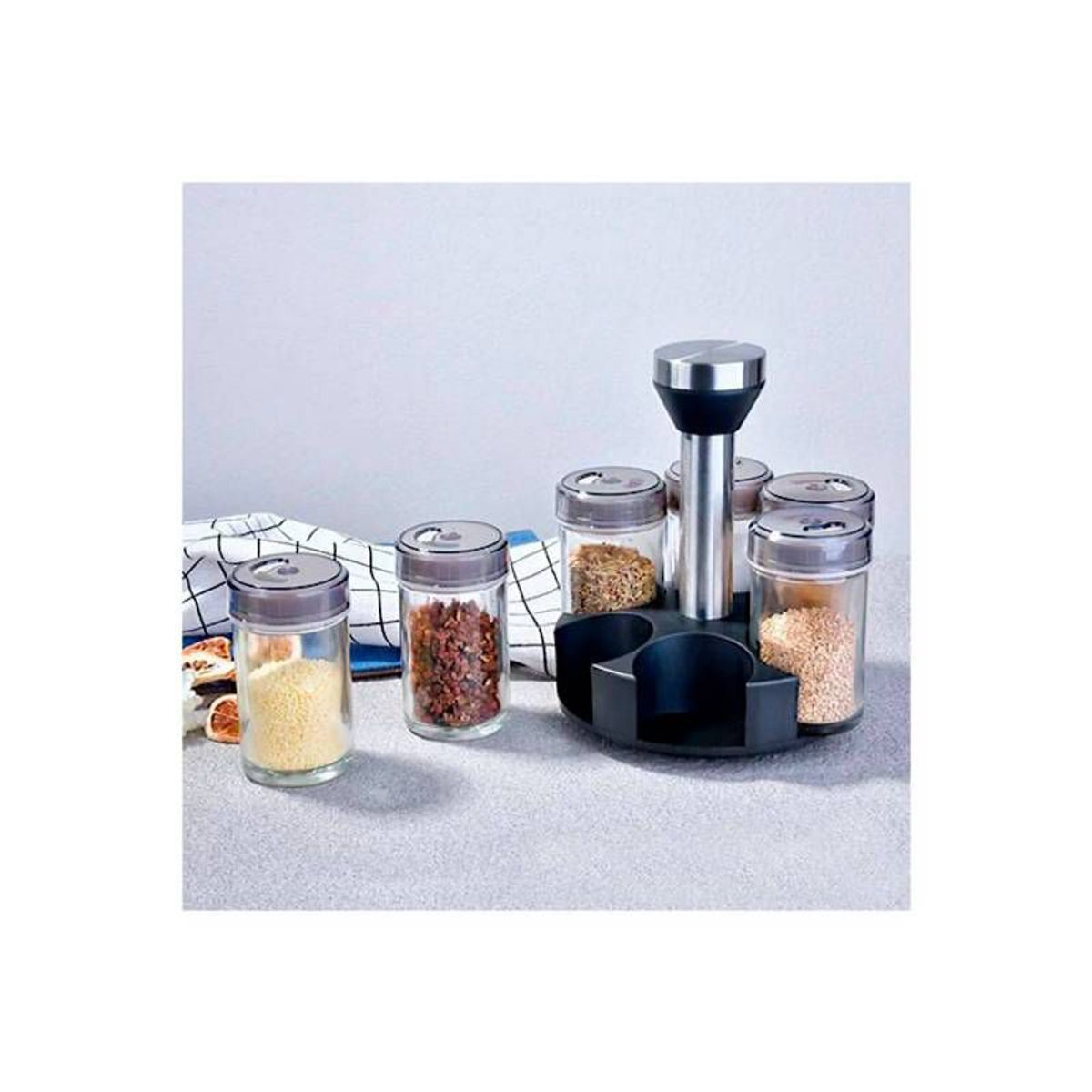 GENERICO - Condimentero Especiero Giratorio 6 Frascos