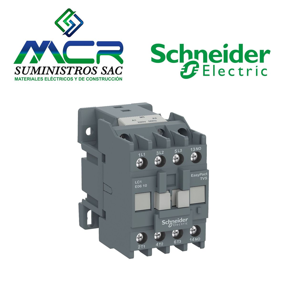 SCHNEIDER ELECTRIC - CONTACTOR 3P 38A KW 9 BOBINA 220VAC 1NA 12HP EASYPACT TVS Schneider