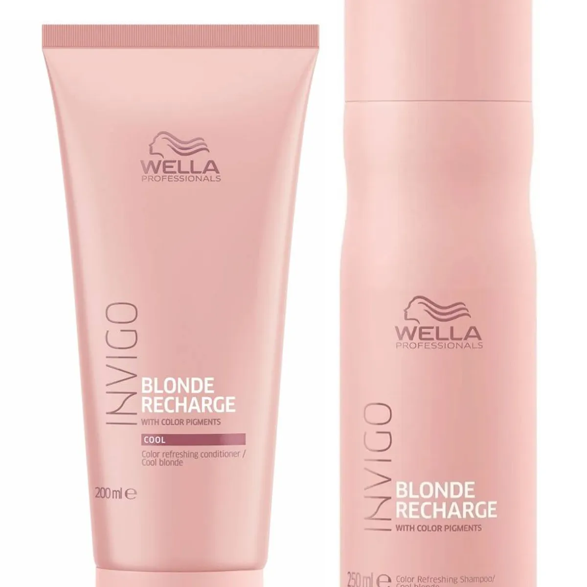 WELLA - Shampoo 250ml  + Acondicionador Rubio Invigo Blonde Recharge Wella