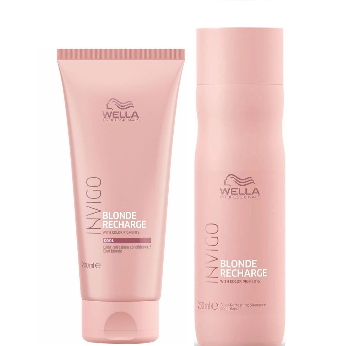 WELLA - Shampoo 250ml  + Acondicionador Rubio Invigo Blonde Recharge Wella