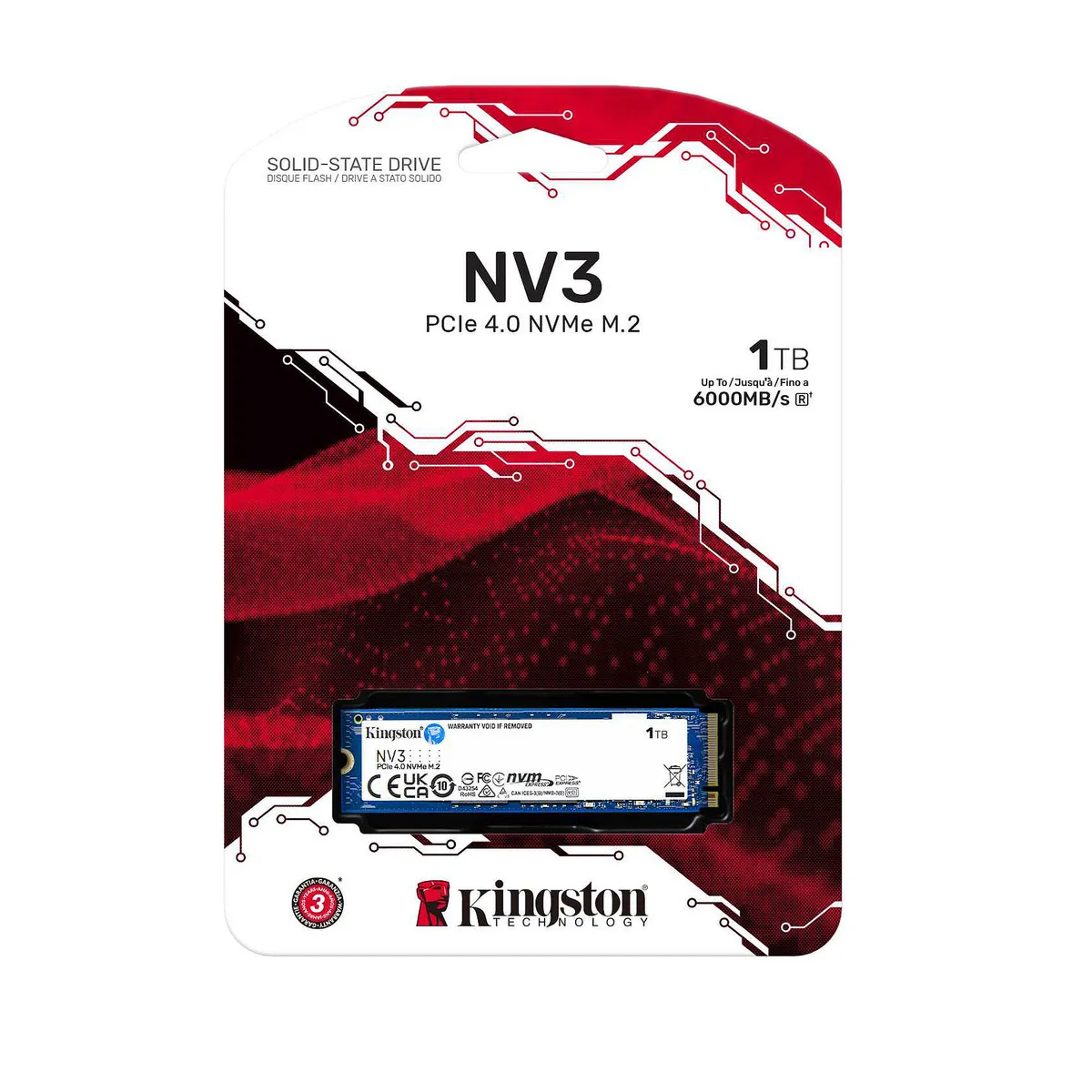 KINGSTON - Disco Solido M2 Kingston NV3 NVme PCie 4.0 1tb