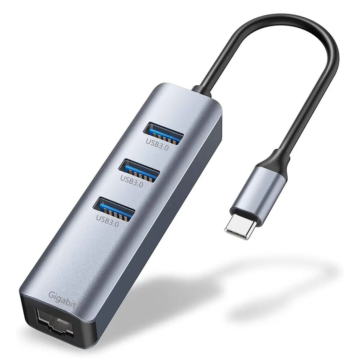 OEM - Hub Adaptador de Red Tipo C a Rj45 Gigabit + 3 Puertos USB 3.0 Windows