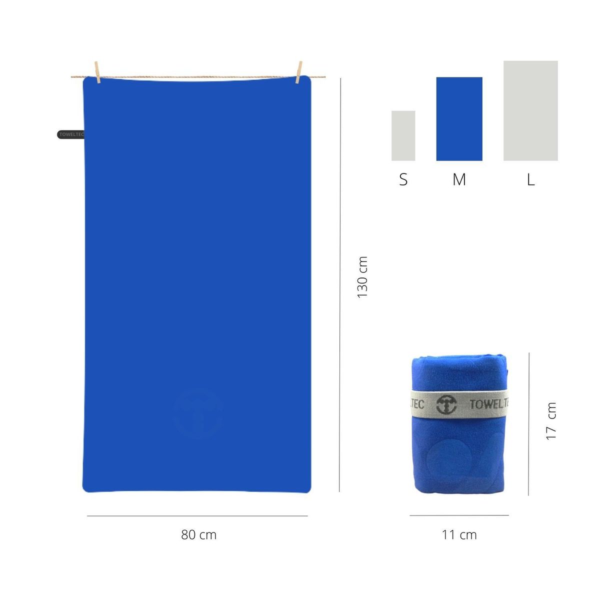 TOWELTEC - TOALLA DE MICROFIBRA MEDIANA AZULINO 80X130CM