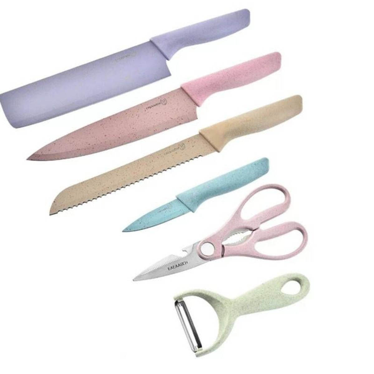 GENERICO - Set de Cuchillos y Pelador de Cocina PASTEL