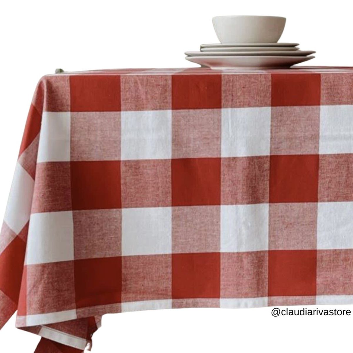 CLAUDIA RIVA HOME - Mantel checks Rojo 160x280