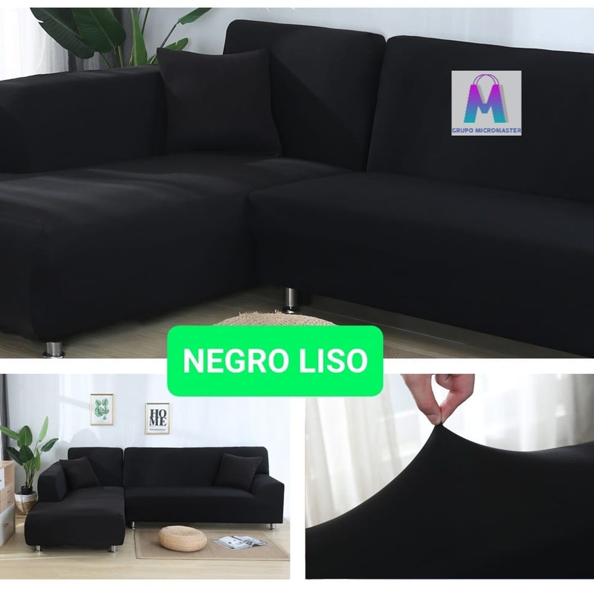 GENERICO - Fundas de sillones set Spandex 3-2 color negro Liso