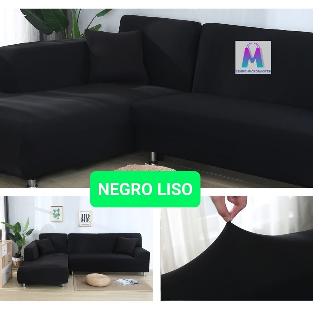 GENERICO - Fundas de sillones set Spandex 3-2 color negro Liso