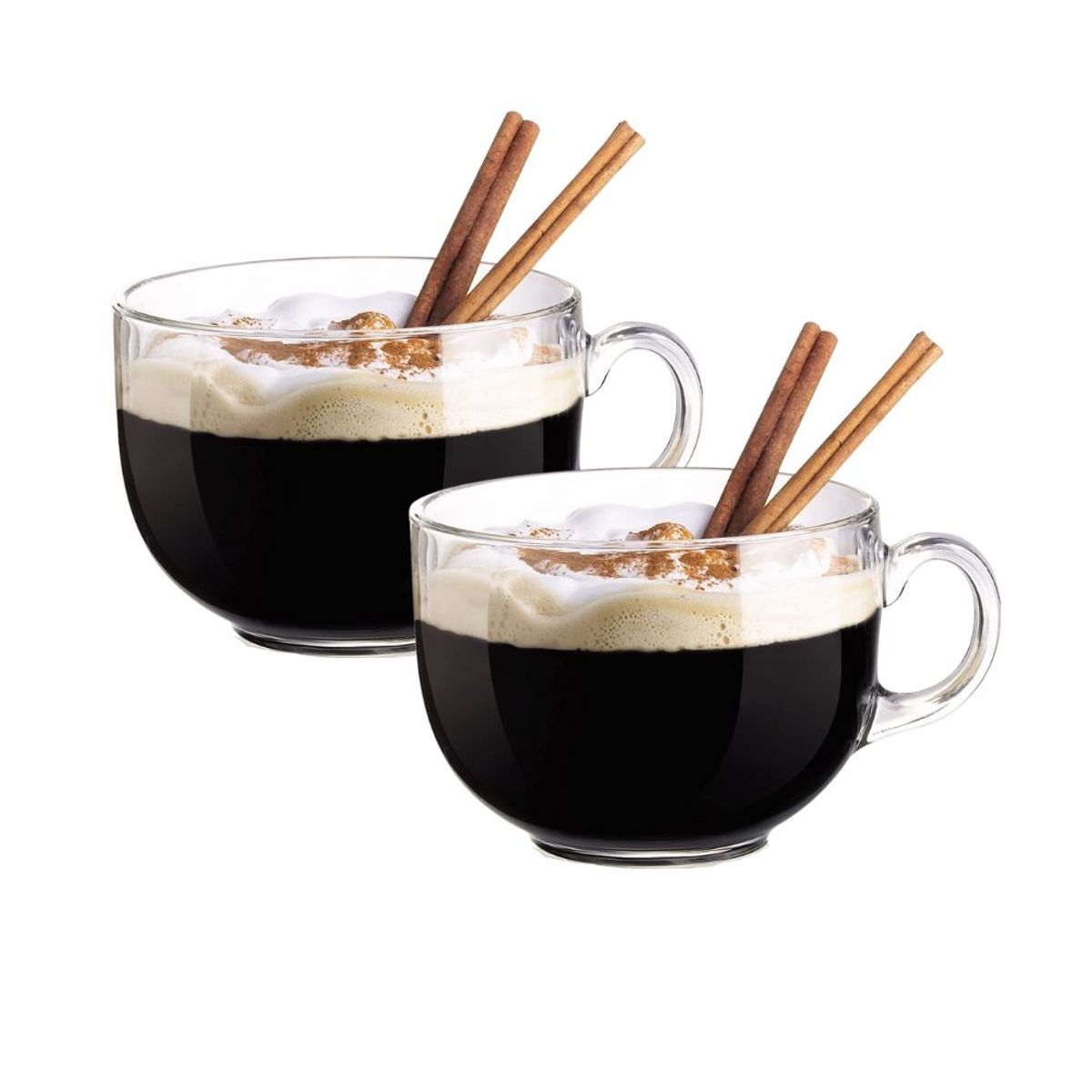 INSPIRA - Juego de 2 Tazas de Vidrio Con Mango Transparente