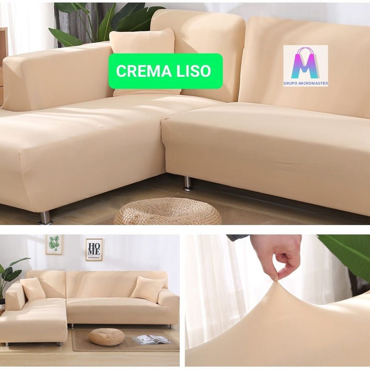 GENERICO - Set Forros Spandex 3-2 color Crema Liso