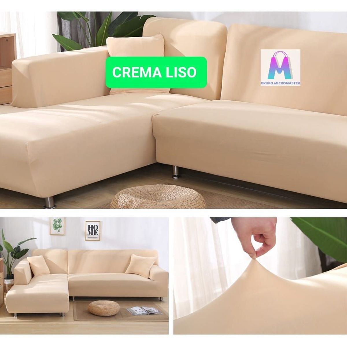 GENERICO - Set Forros Spandex 3-2 color Crema Liso