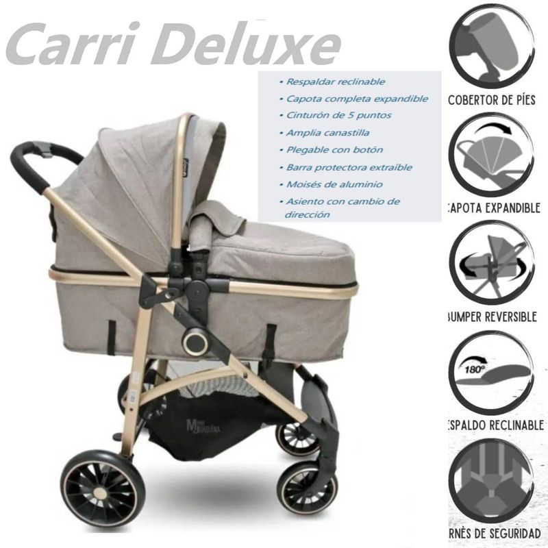 EBABY - Coche de Paseo Moises Aluminio Carri Deluxe EB129 Gris