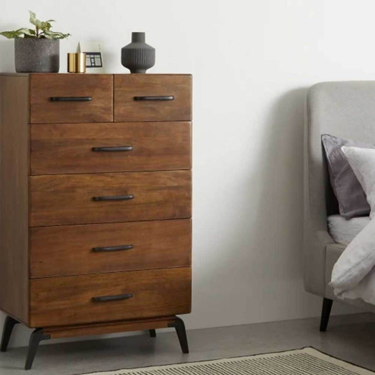 YOLODECORO - Cómoda Alta 6 Cajones Lucien Mango Oscura