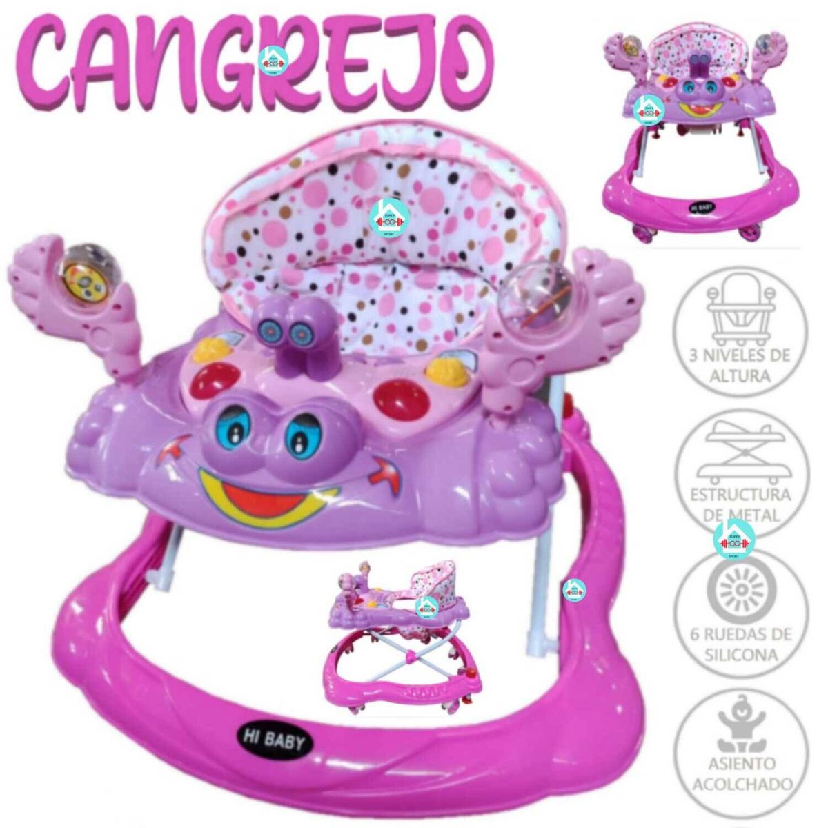 BABY HAPPY - Andador para Bebes CANGREJO LILA