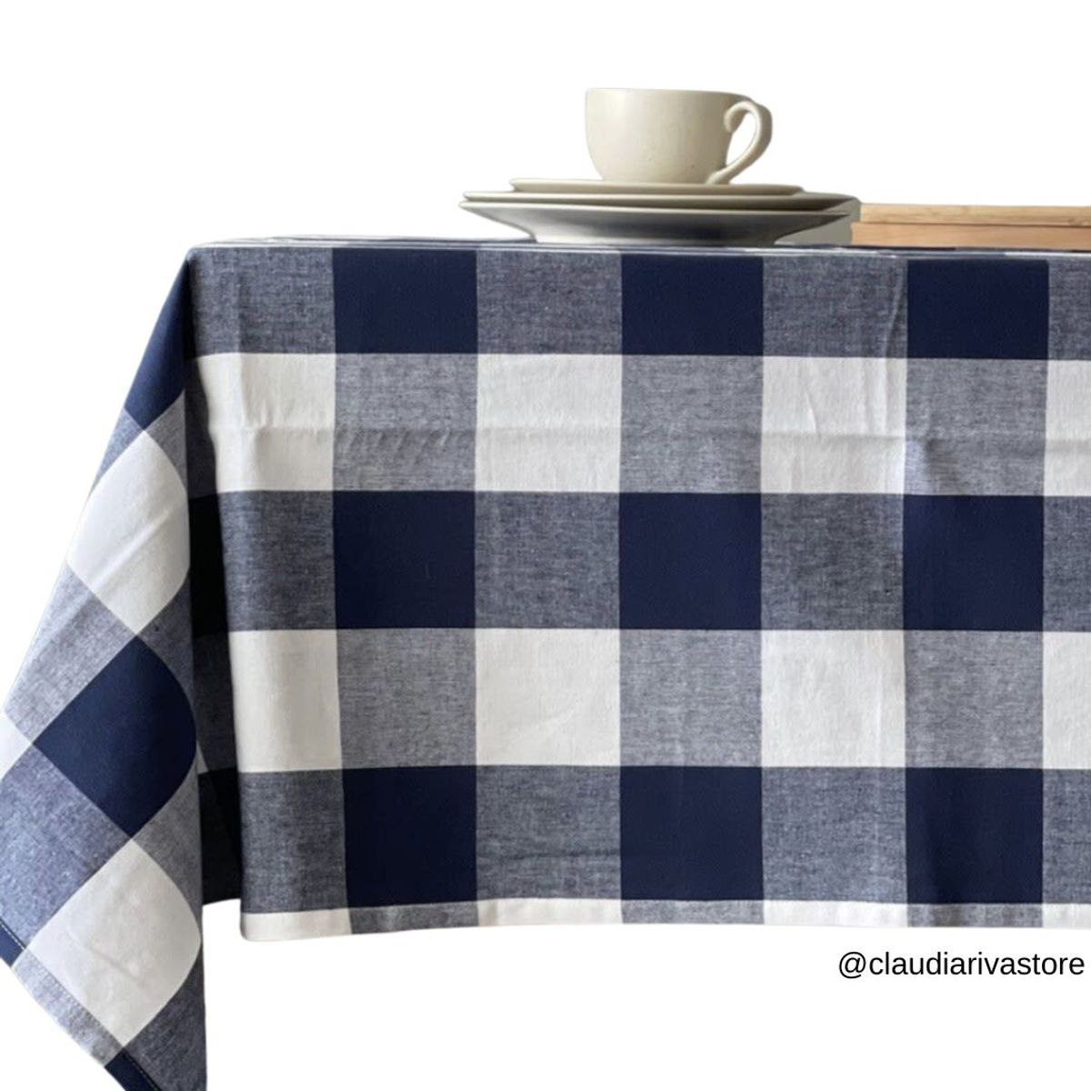 CLAUDIA RIVA HOME - Mantel Checks Azul 160x280