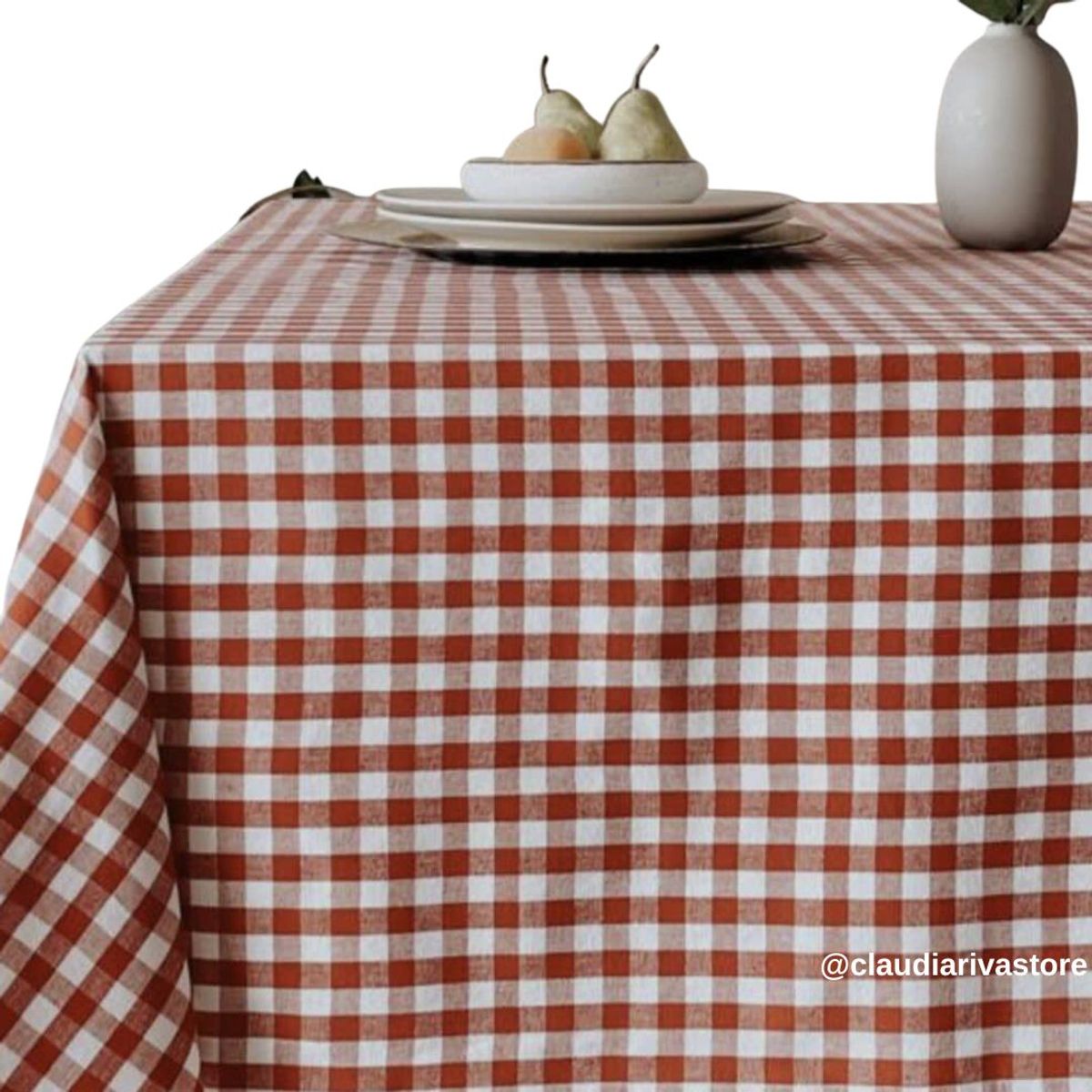 CLAUDIA RIVA HOME - Mantel Mini Checks Rojo 160x280