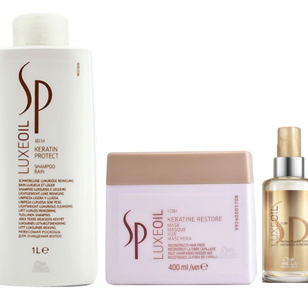 WELLA - Shampoo Protector 1000ml  + Mascarilla + Elixir Luxe Oil Wella