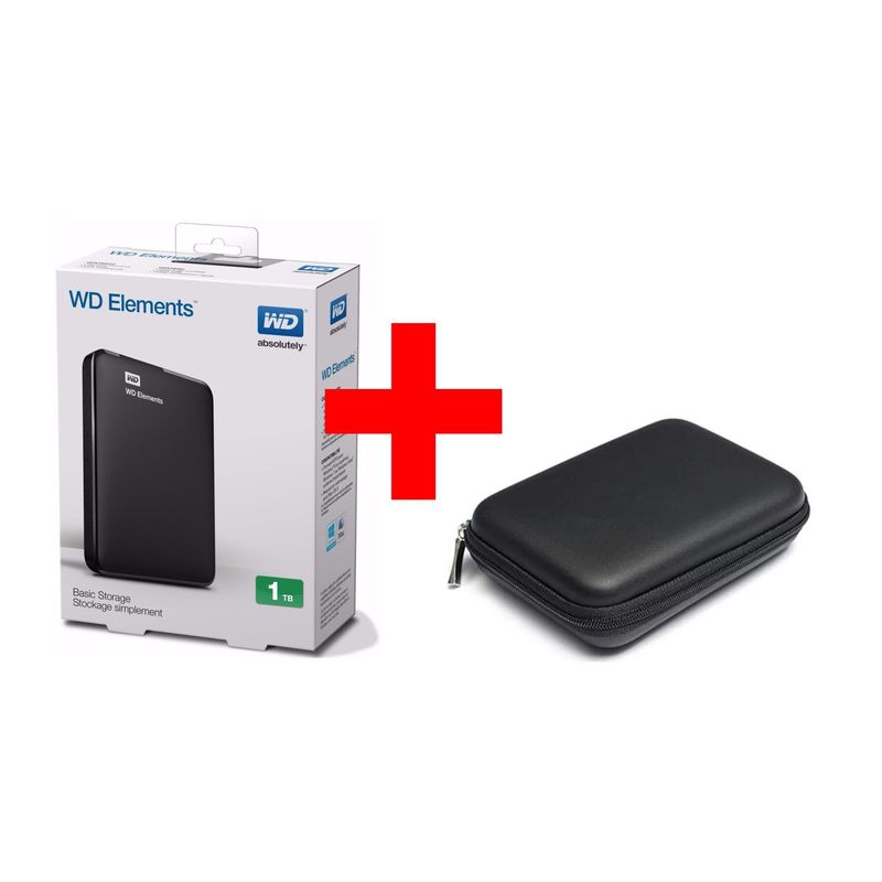 WESTER DIGITAL - Disco duro externo Western Digital Elements 1TB  FUNDA