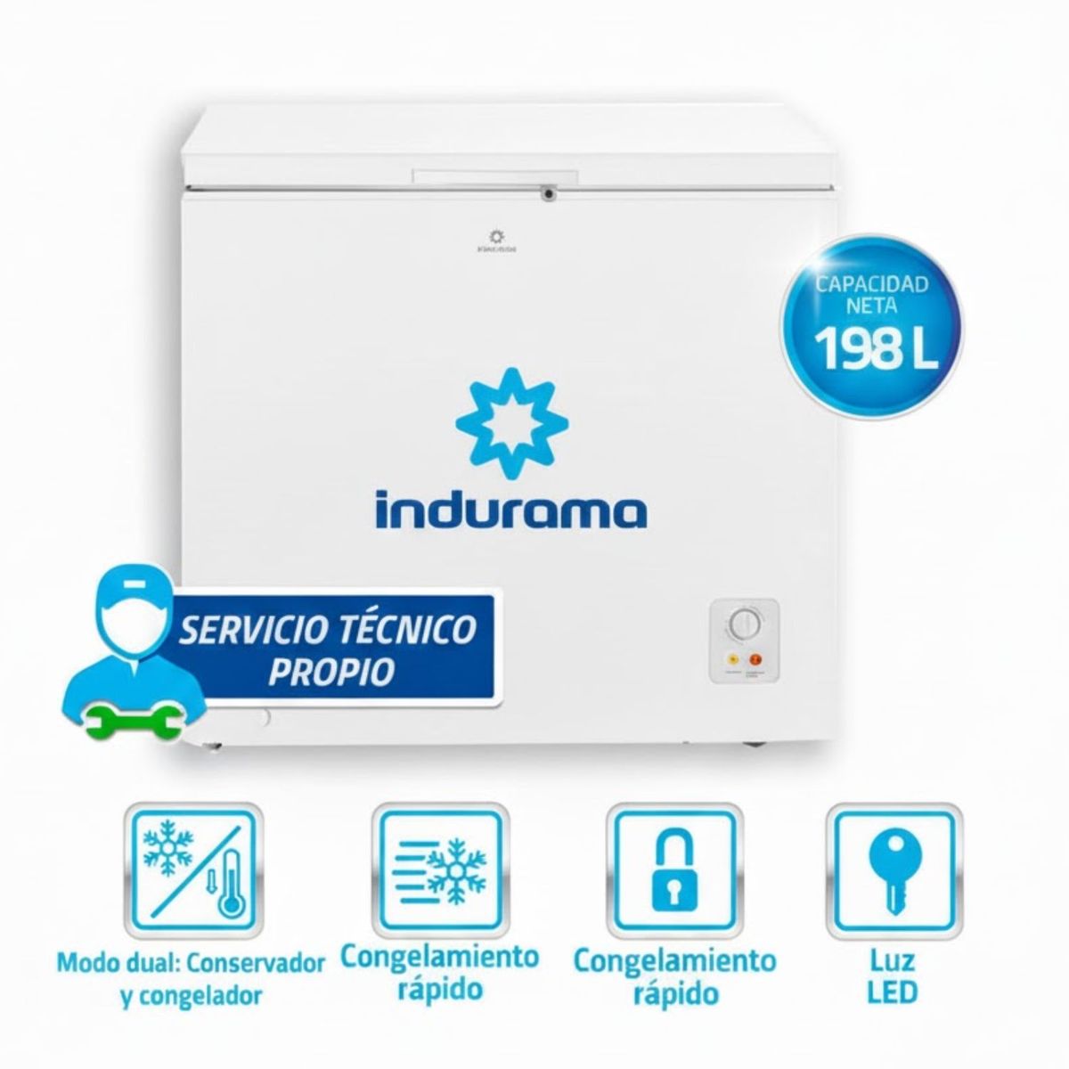 INDURAMA - CONGELADORA INDURAMA CI-220BL 198LITROS DEFROST BLANCO