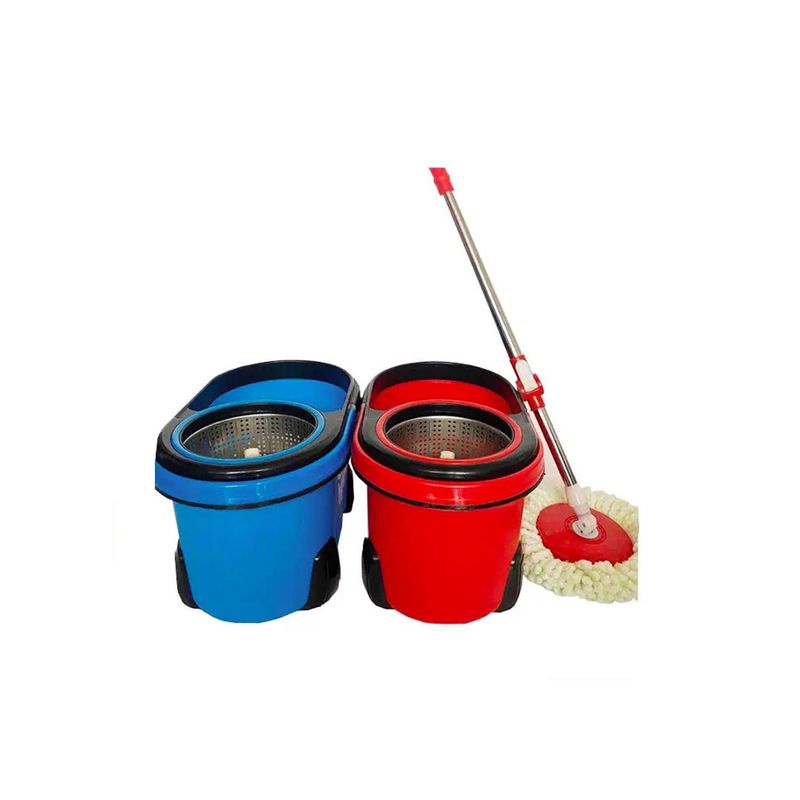 GENERICO - Trapeador Balde Escurridor Giratorio Grande Mopa Azul