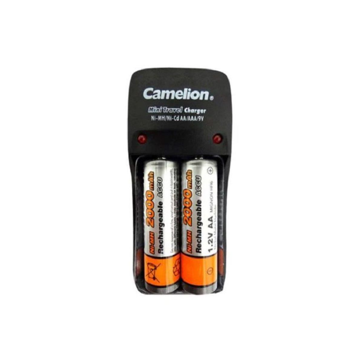 CAMELION - Cargador Camelion + 2 Pilas AA de 2000mah Recargable