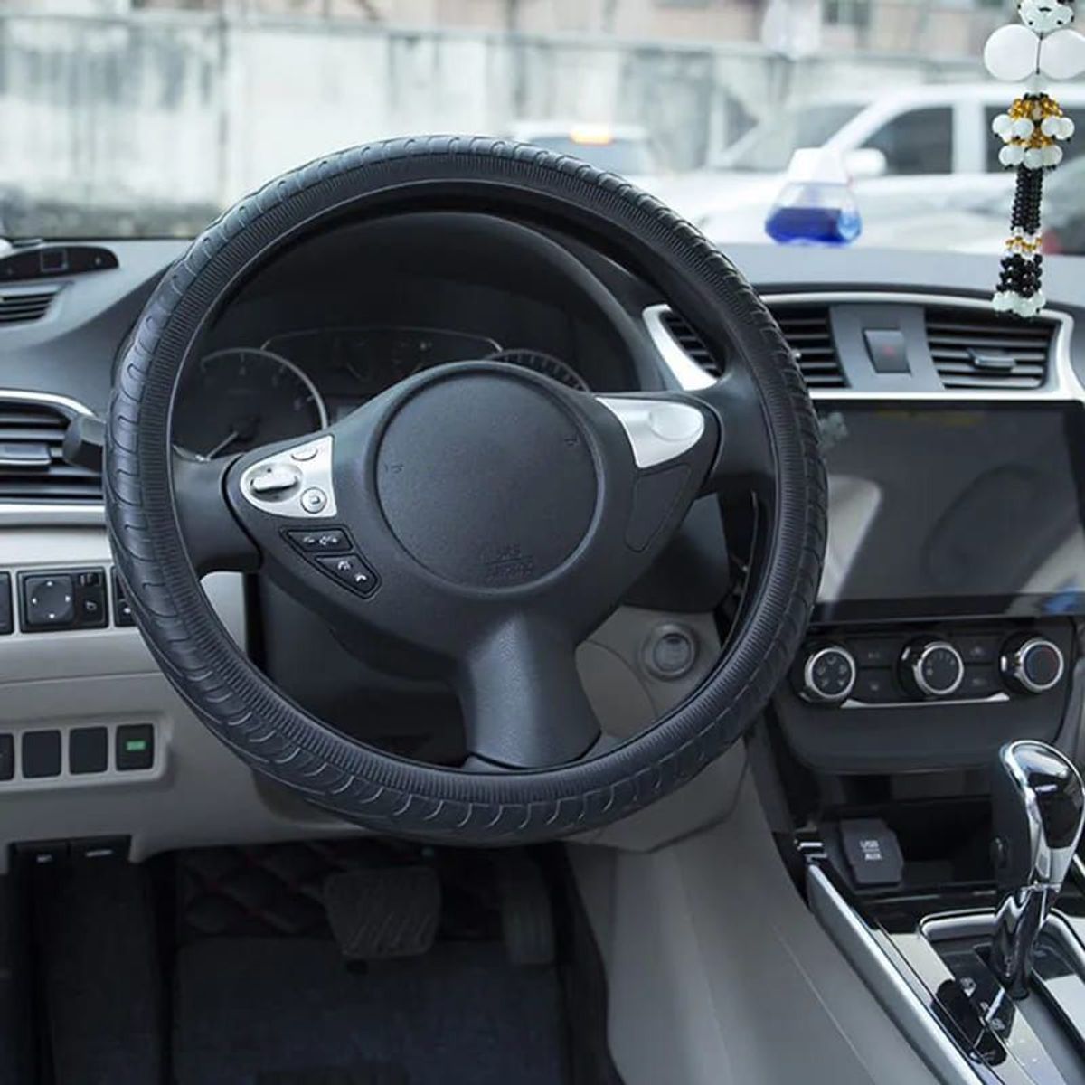 GENERICO - funda para timon de silicona para auto camioneta COLOR NEGRO