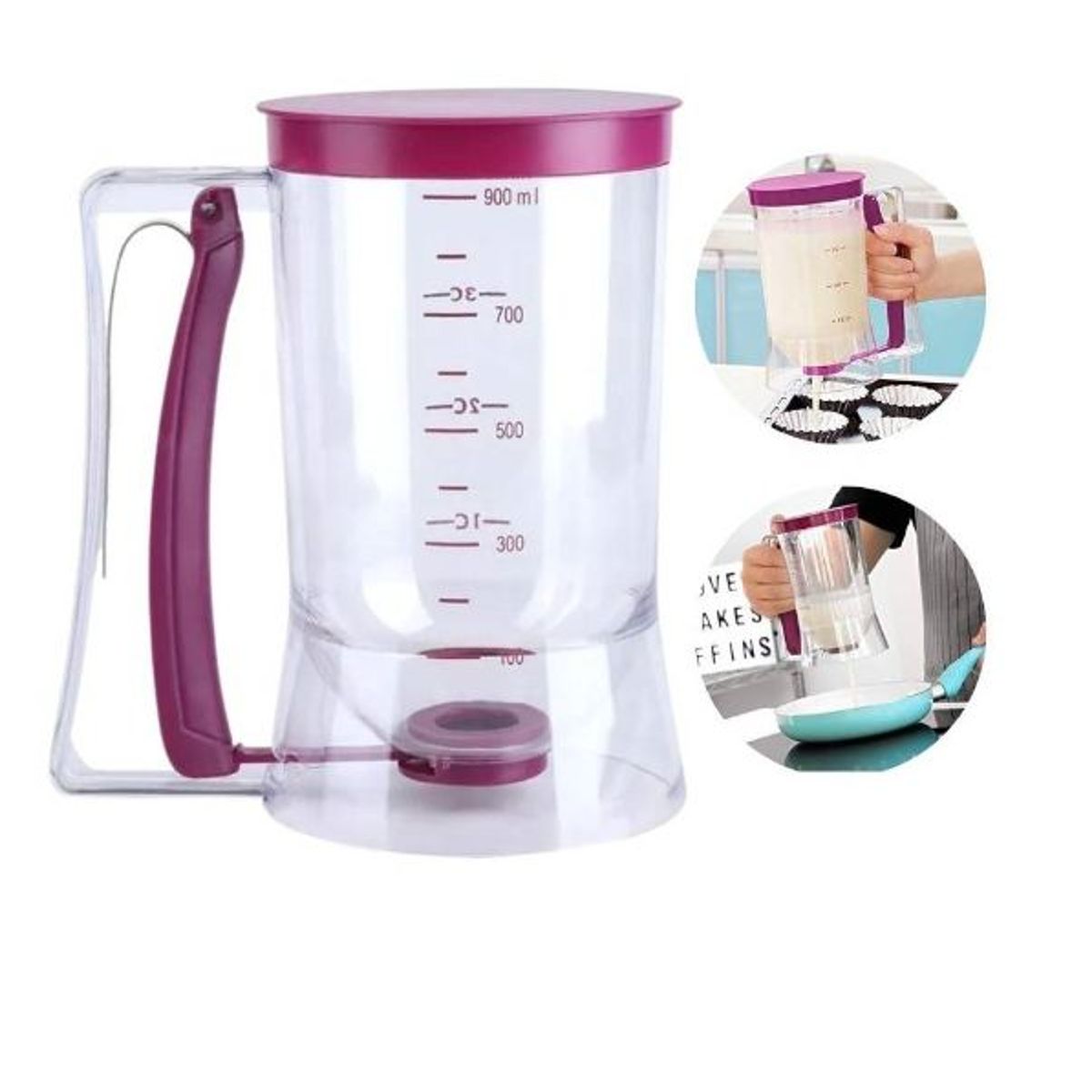 GENERICO - Jarra Dispensador de masa para panqueques y postres 900ml