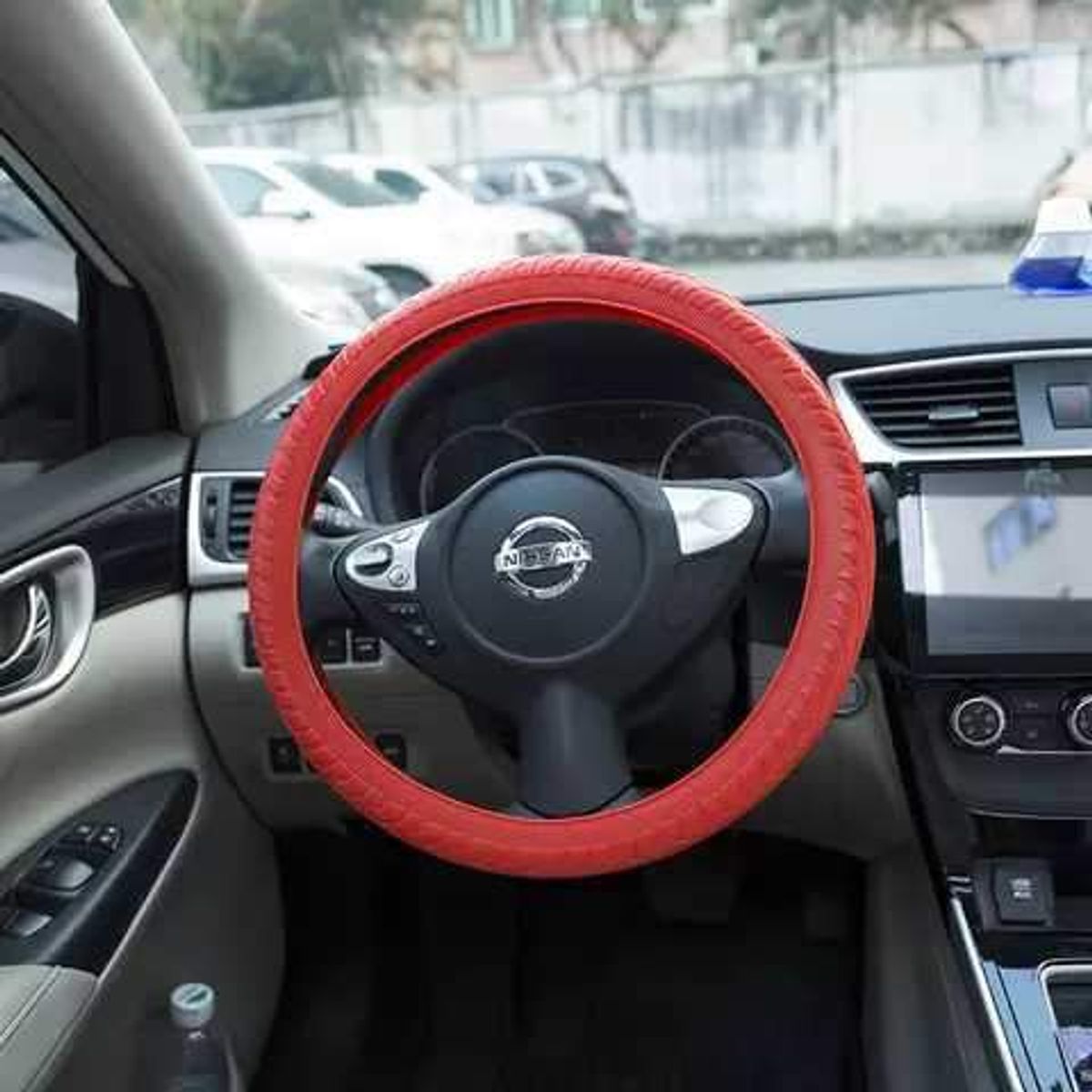 GENERICO - funda para timon de silicona para auto camioneta COLOR ROJO