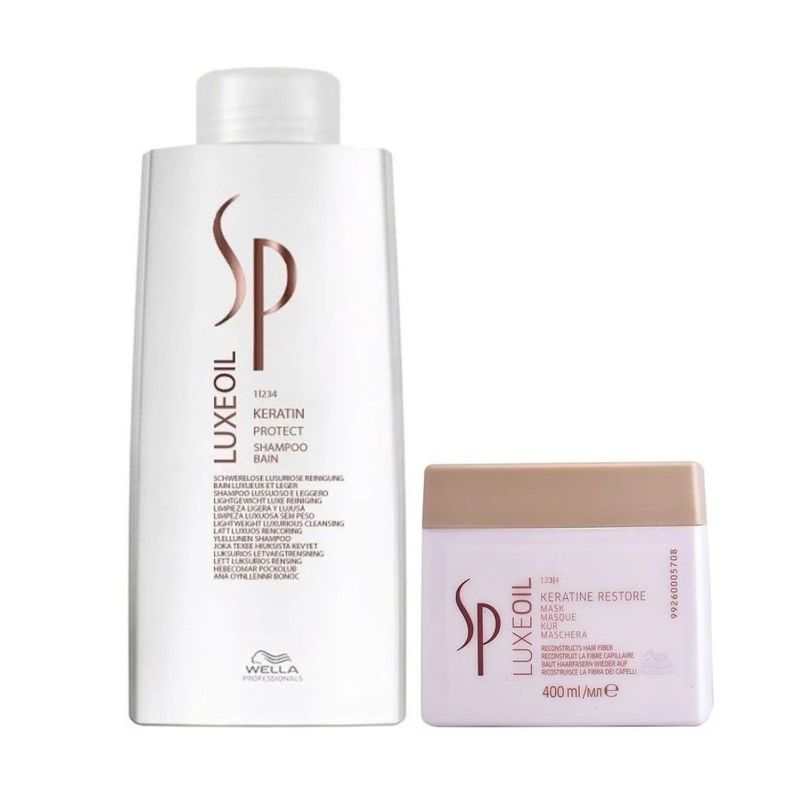 WELLA - Shampoo 1000ml Protector c/Keratina + Mascarilla 400 SP Luxe Oil Wella