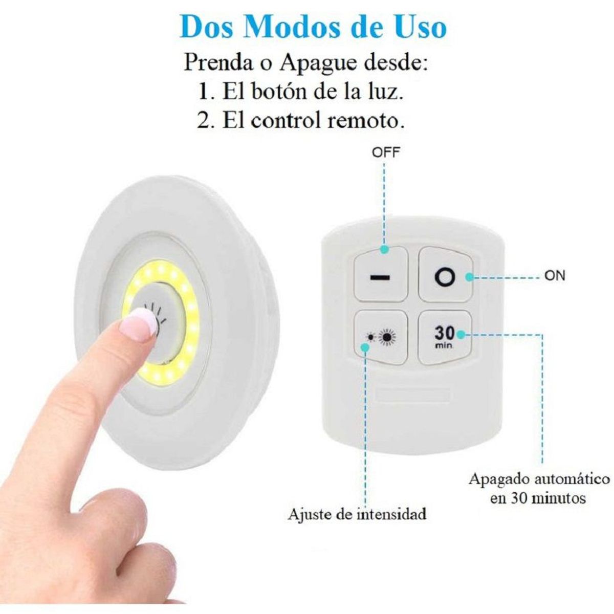 GENERICO - Kit de 3 Luces Led Portátil  con Control Remoto y Apagado Automático