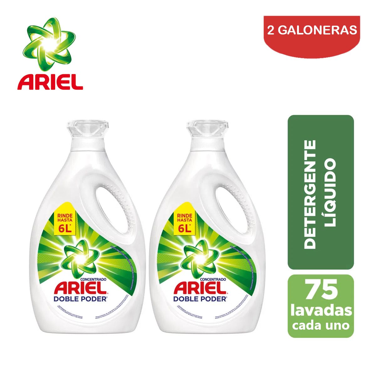 ARIEL - Detergente líquido concentrado 3 litros ARIEL.Pack 2 galones