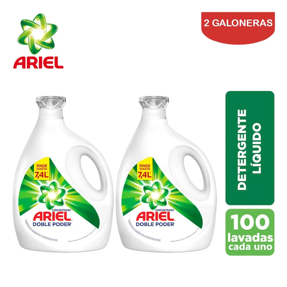 ARIEL - Detergente líquido concentr. 3.7 litros ARIEL Pack 2 galones