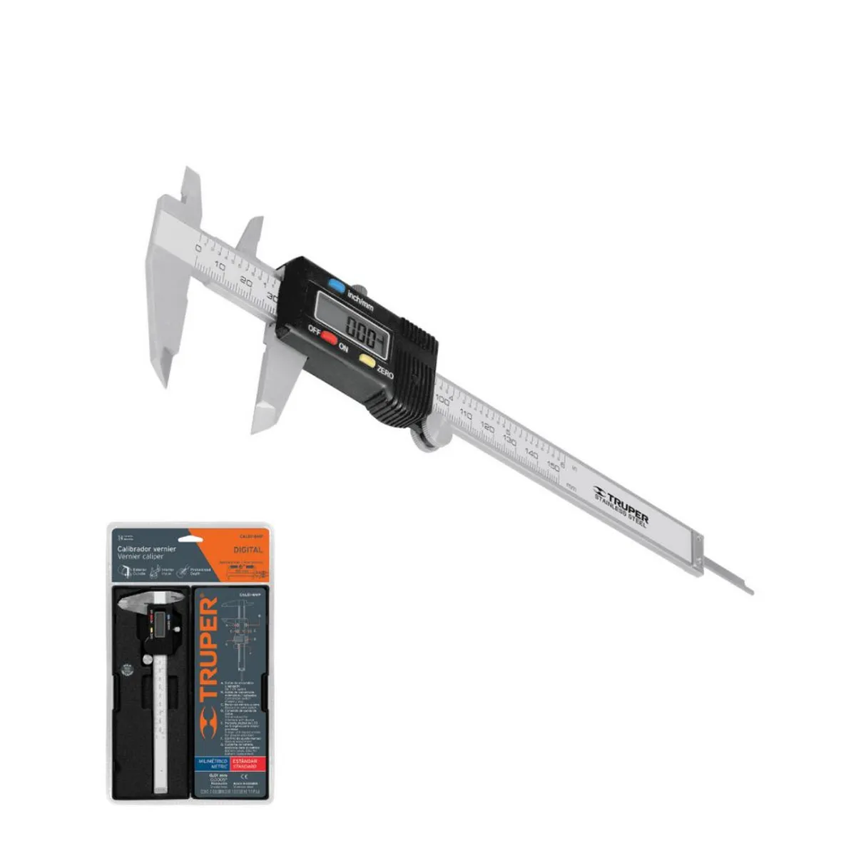 TRUPER - Calibrador Bernier Metálico Digital Truper  Milímetros y Pulgadas