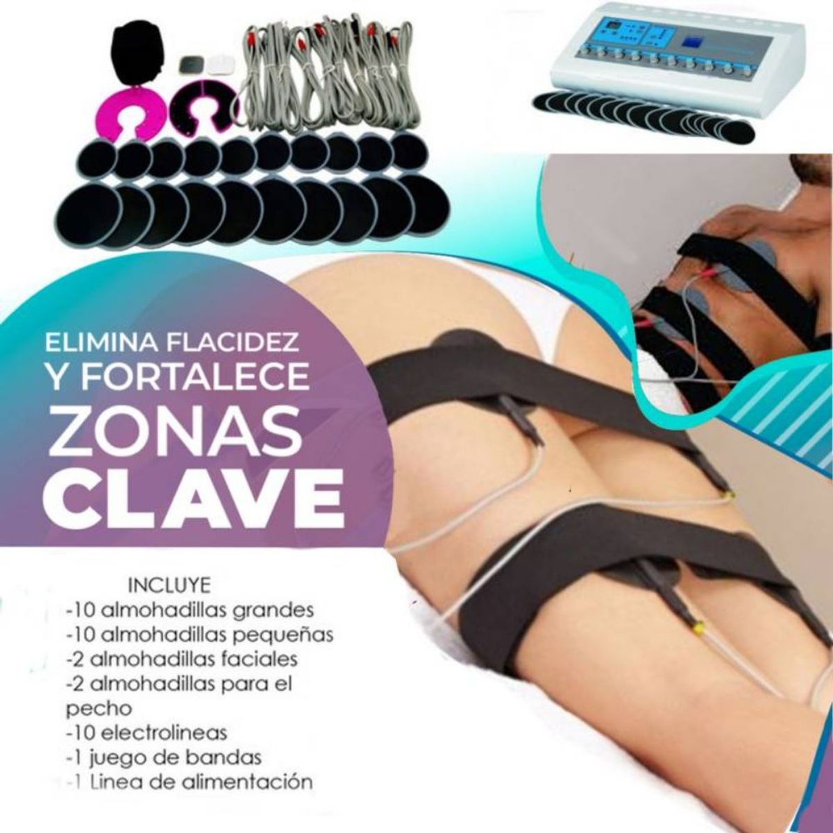 GENERICO - Gimnasia Pasiva Profesional 24 Electrodos Electroestimulación Muscular