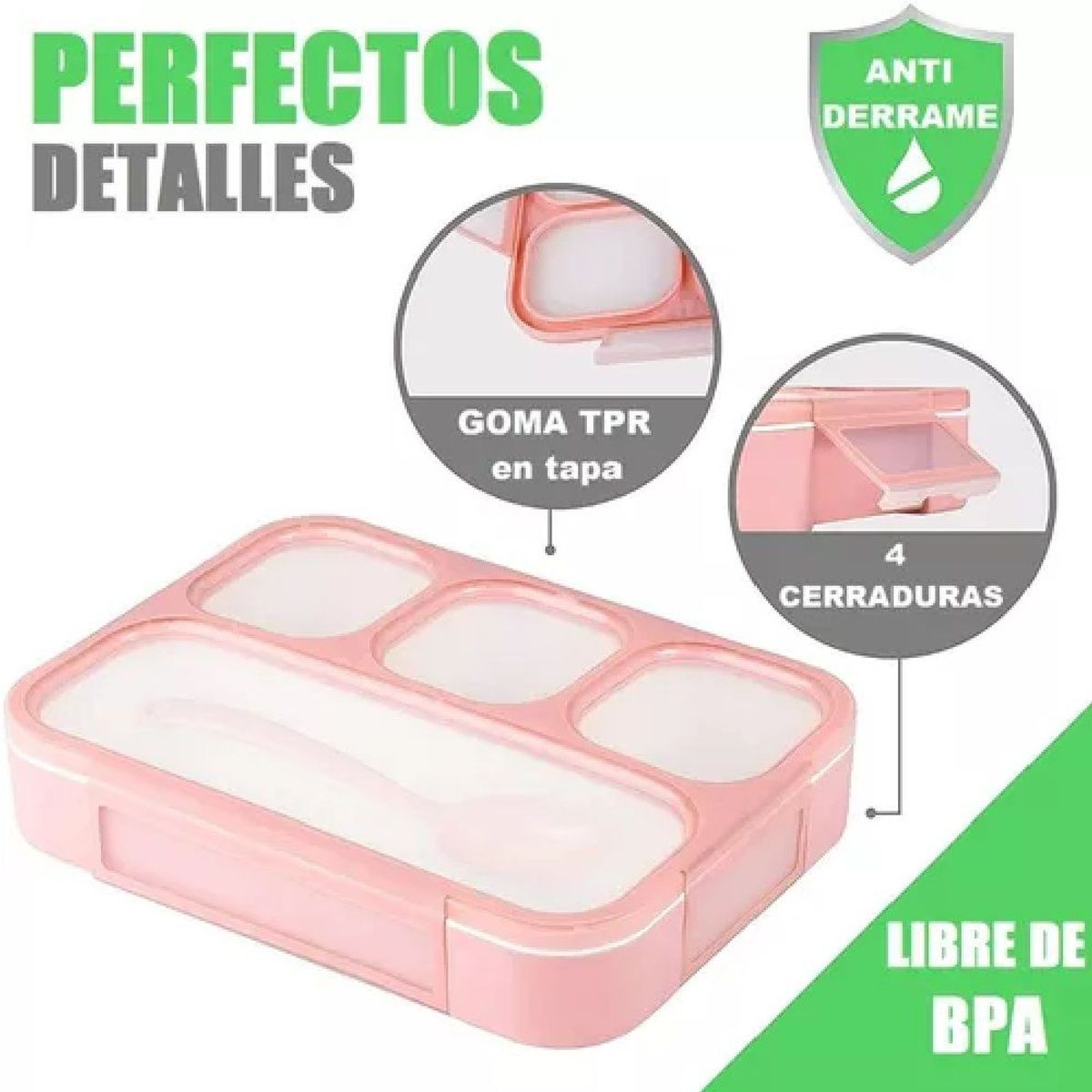 OTTOWARE - Lonchera Anti derrame de 4 Divisiones