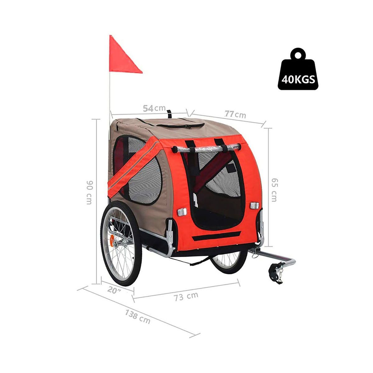 QUE PATAS PET SHOP - Remolque para Mascotas Rojo