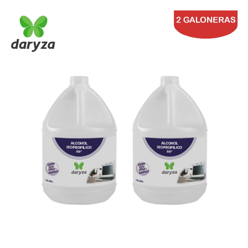 DARYZA - Alcohol isopropílico 99° galón DARYZA. Pack 2 galoneras