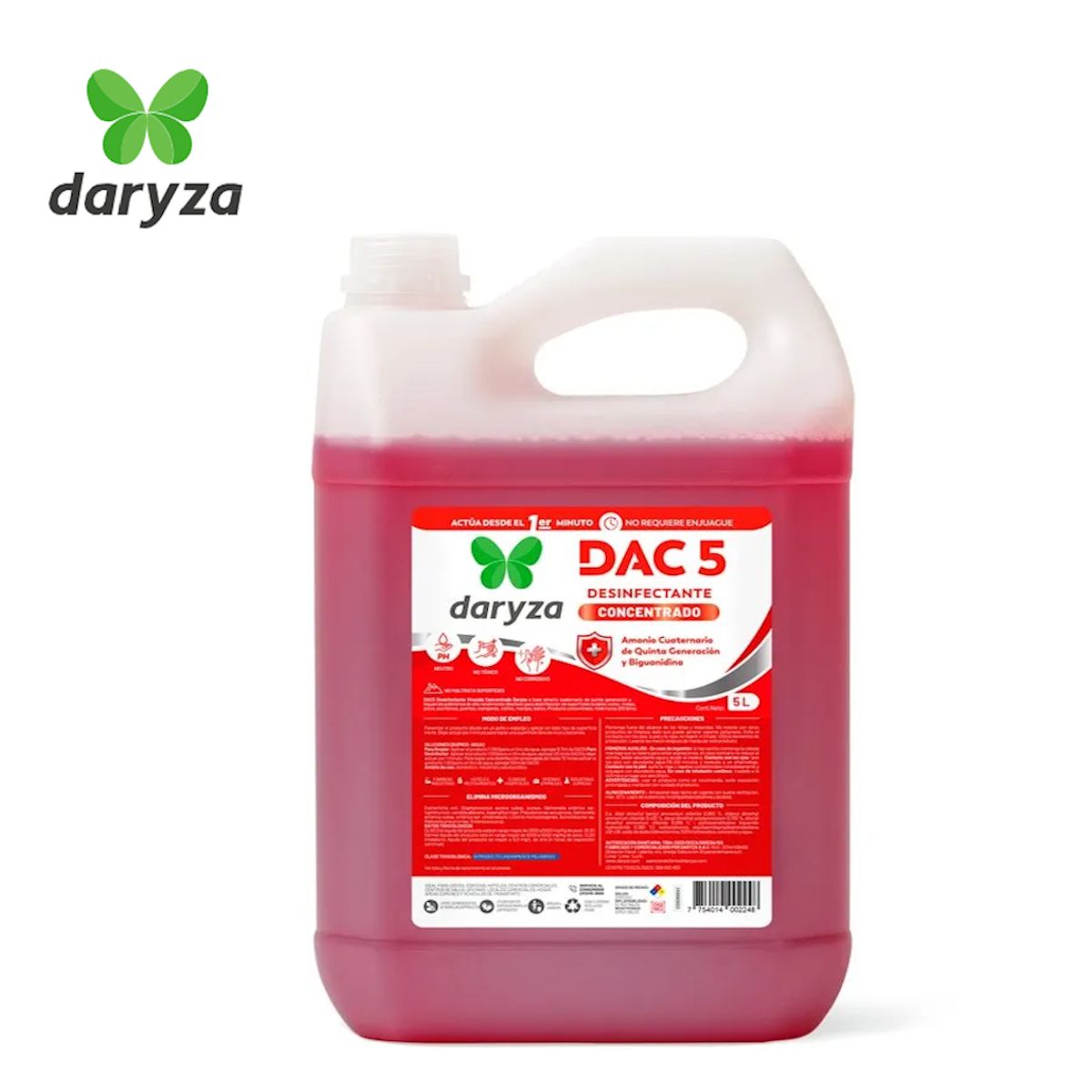 DARYZA - Desinfectante Amonio Cuaternario CONCENTRADO galón 5 litros DARYZA