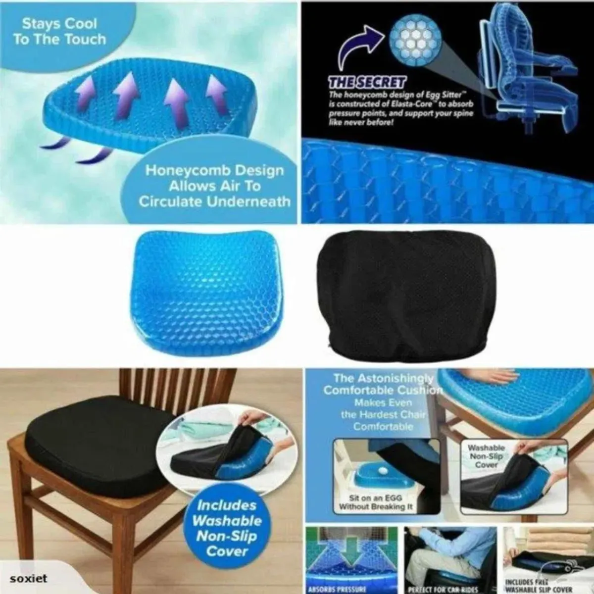 OEM - Cojín Ortopédico De Gel Con Funda Antideslizante